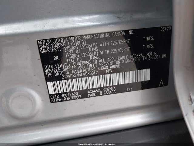 2T3W1RFV4LW085942 Toyota a25a-fks