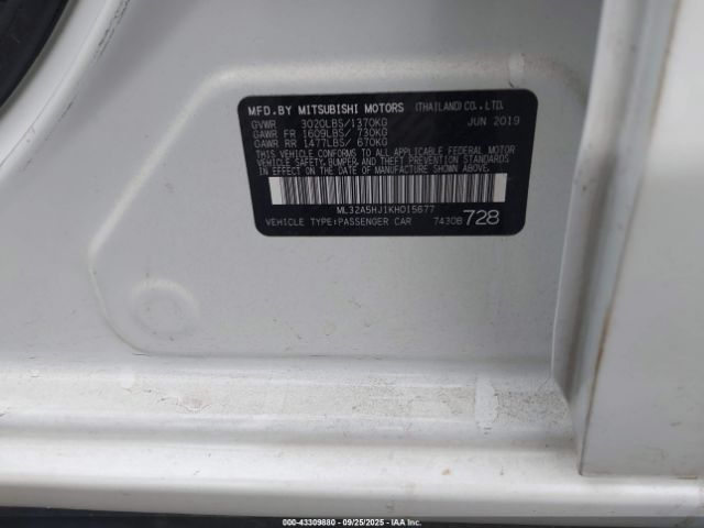 2019 MITSUBISHI MIRAGE ML32A5HJ1KH015677 Photo 8
