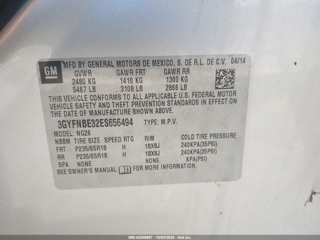 2014 CADILLAC SRX 3GYFNBE32ES656494 Photo 8