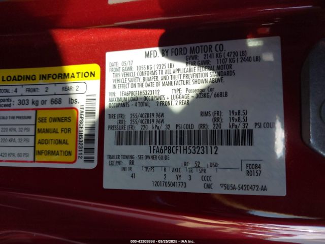 2017 FORD MUSTANG 1FA6P8CF1H5323112 Photo 8