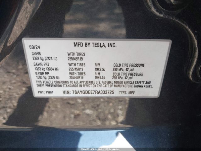 2024 TESLA MODEL Y 7SAYGDEE7RA333725 Photo 8