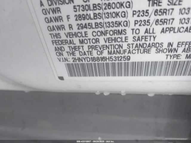 2006 ACURA MDX 2HNYD18816H531259 Photo 8