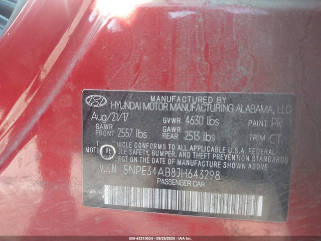 5NPE34AB8JH643298 Hyundai Sonata Sport 2.0t