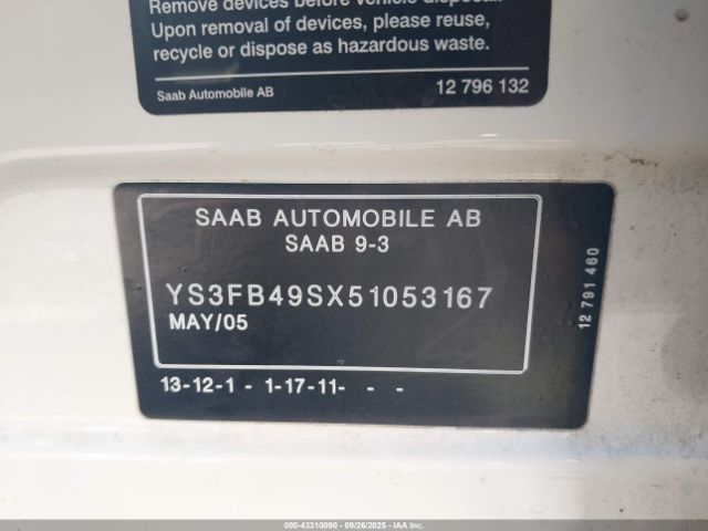 2005 SAAB 9-3 YS3FB49SX51053167 Photo 8