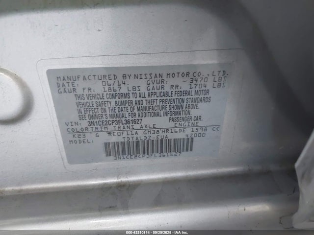 Nissan VERSA NOTE 2015 3N1CE2CP3FL361627 Image 9