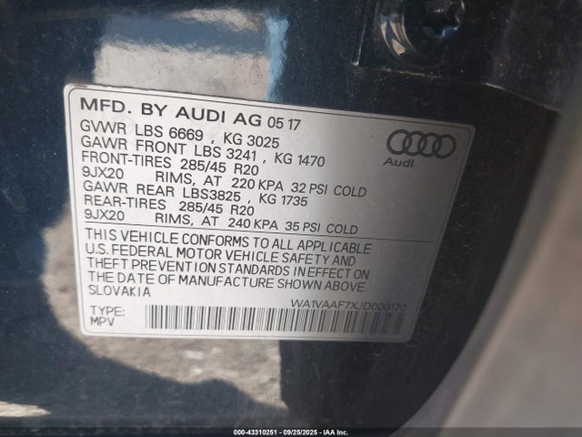 2018 AUDI Q7 WA1VAAF7XJD000170 Photo 8