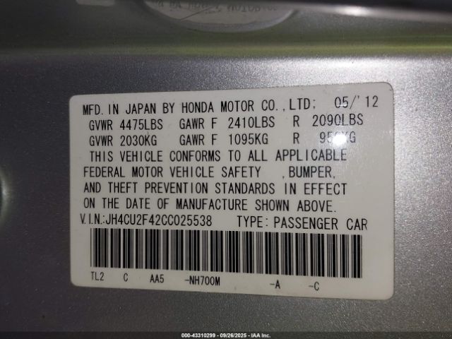 2012 ACURA TSX JH4CU2F42CC025538 Photo 8