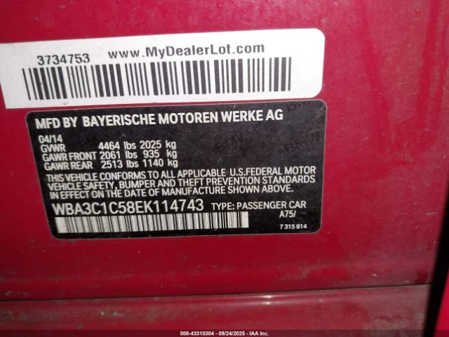 2014 BMW 328I WBA3C1C58EK114743 Photo 8