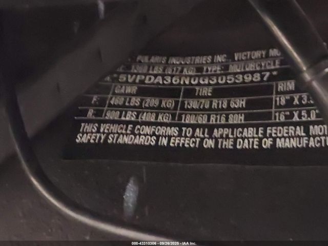 2016 VICTORY MOTORCYCLES CROSS COUNTRY 5VPDA36N0G3053987 Photo 9