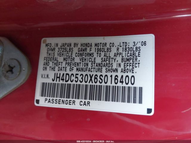 2006 ACURA RSX JH4DC530X6S016400 Photo 8