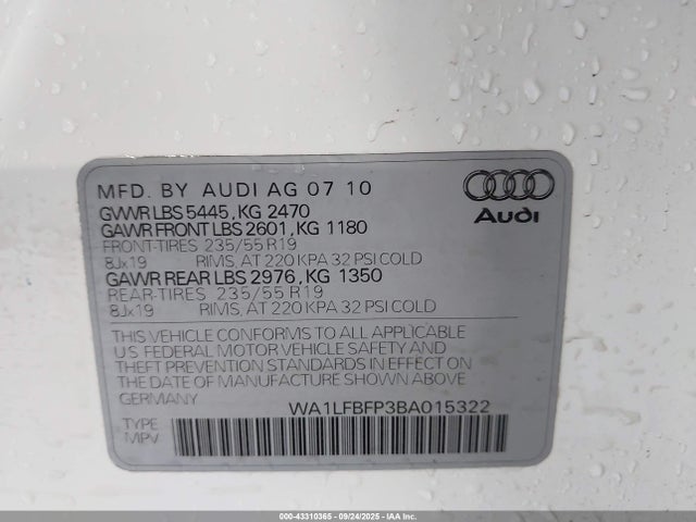 2011 AUDI Q5 WA1LFBFP3BA015322 Photo 8