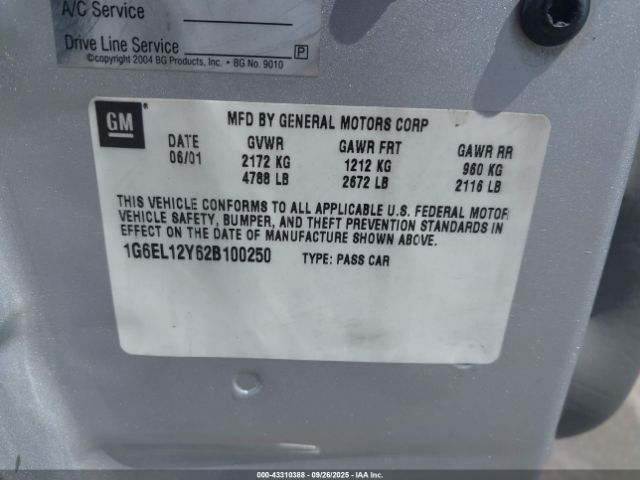 2002 CADILLAC ELDORADO 1G6EL12Y62B100250 Photo 8