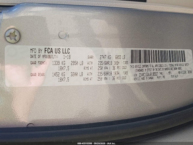 2C4RC1GGXJR185527 Chrysler 2018