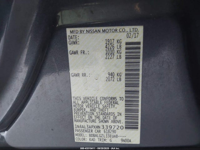 1N4AL3APXHN339720 Nissan 2017