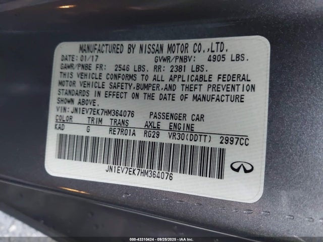 Infiniti 2017 2017 JN1EV7EK7HM364076 Image 9