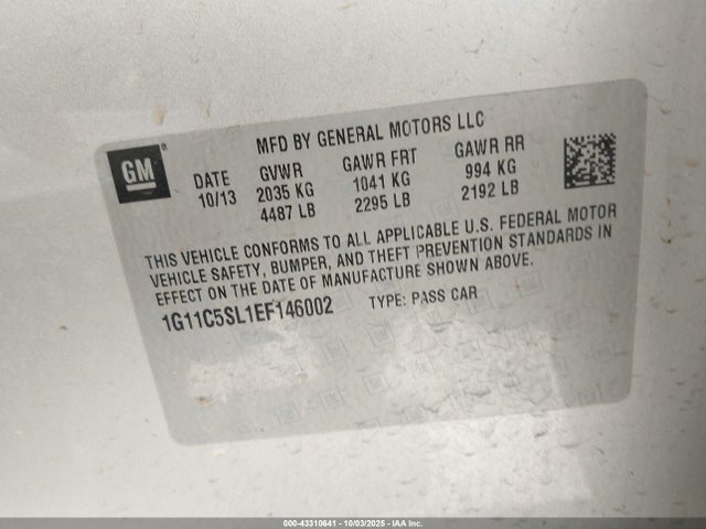 2014 CHEVROLET MALIBU 1G11C5SL1EF146002 Photo 8