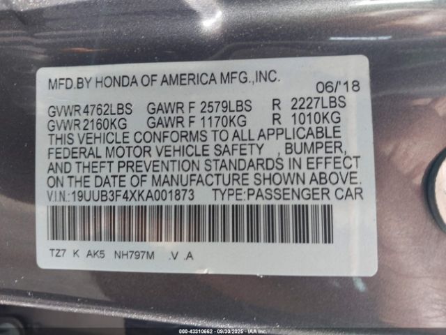 2019 ACURA TLX 19UUB3F4XKA001873 Photo 8
