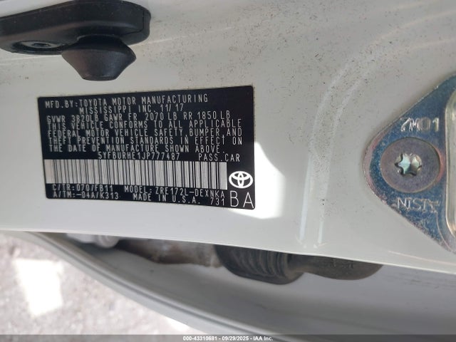 Toyota 2zr-fe 2018 5YFBURHE1JP777487 Image 9