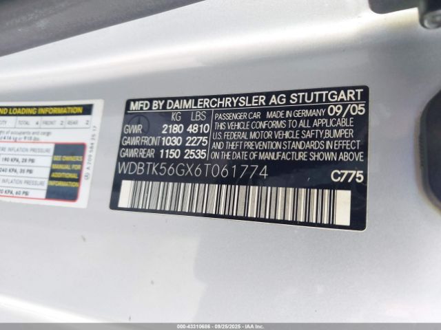 2006 MERCEDES-BENZ CLK 350 WDBTK56GX6T061774 Photo 8