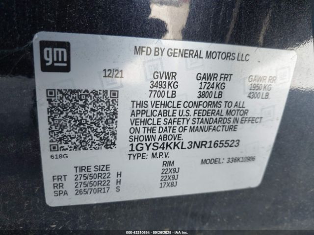 2022 CADILLAC ESCALADE ESV 1GYS4KKL3NR165523 Photo 8