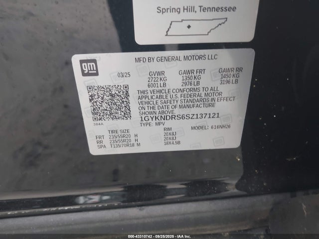 2025 CADILLAC XT5 1GYKNDRS6SZ137121 Photo 8