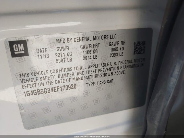 Buick lfx 2014 1G4GB5G34EF170920 Image 9