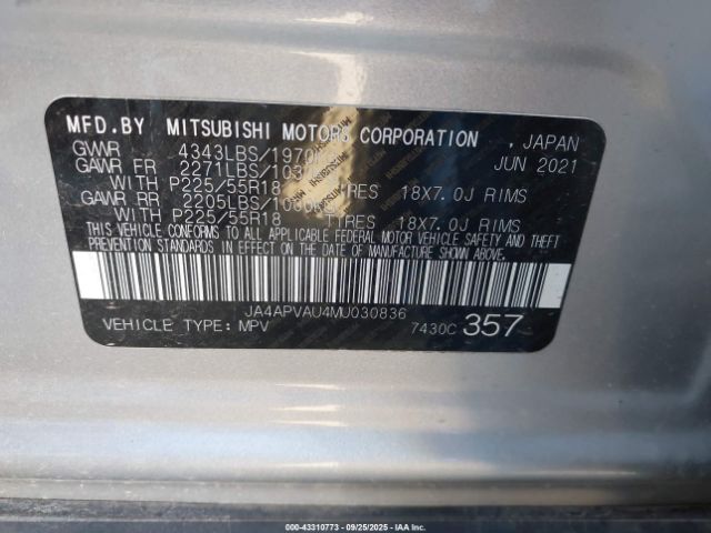 2021 MITSUBISHI OUTLANDER SPORT JA4APVAU4MU030836 Photo 8