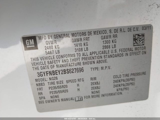 2011 CADILLAC SRX 3GYFNBEY2BS627696 Photo 8