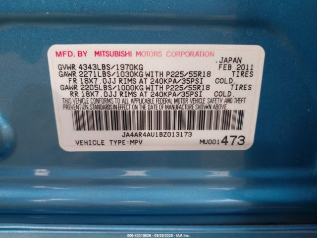 2011 MITSUBISHI OUTLANDER SPORT JA4AR4AU1BZ013173 Photo 8