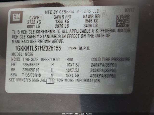 2017 GMC ACADIA 1GKKNTLS7HZ326155 Photo 8