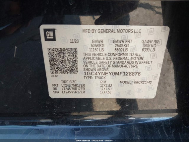 1GC4YNEY0MF128876 Chevrolet Silverado