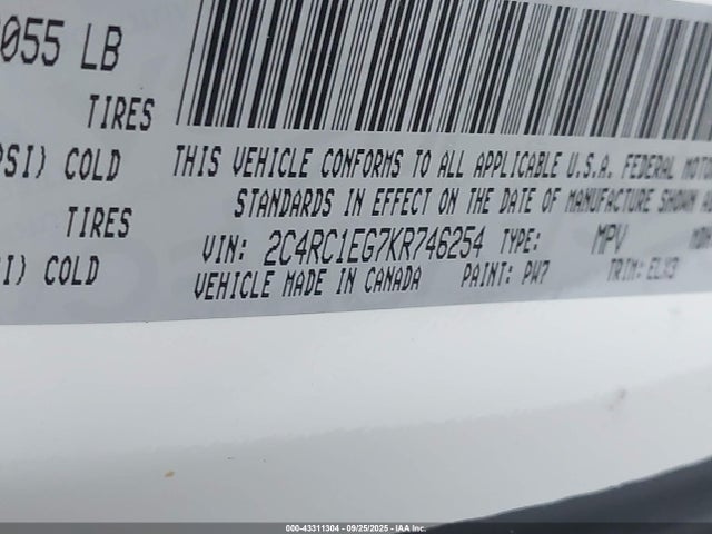 Продажа на аукционе авто 2019 Chrysler Pacifica 35th Anniversary Touring L Plus, vin: 2C4RC1EG7KR746254, номер лота: 43311304