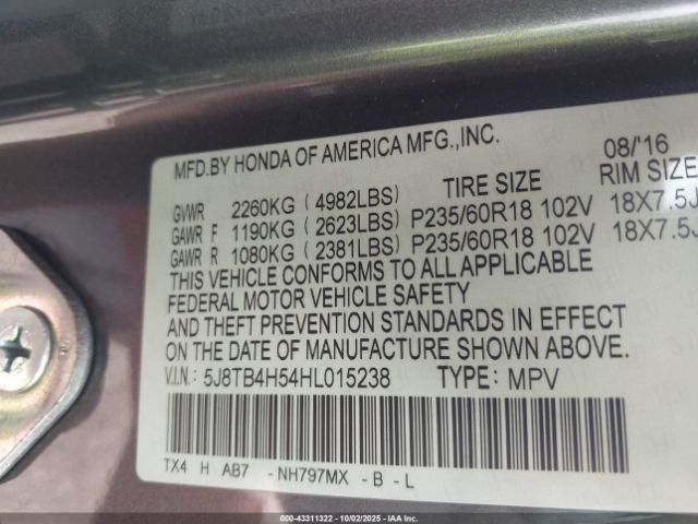 2017 ACURA RDX 5J8TB4H54HL015238 Photo 8