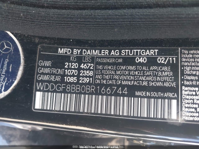 2011 Mercedes-benz C 300 Luxury 4matic/sport 4matic მანქანა იყიდება აუქციონზე, vin: WDDGF8BB0BR166744, აუქციონის ნომერი: 43311354