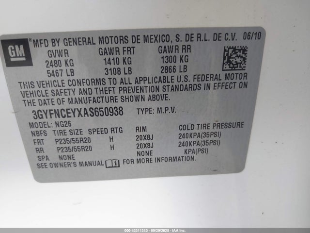2010 CADILLAC SRX 3GYFNCEYXAS650938 Photo 8