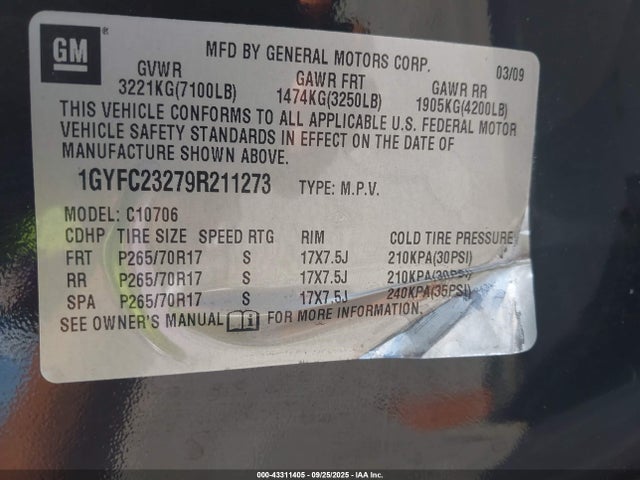 2009 CADILLAC ESCALADE 1GYFC23279R211273 Photo 8