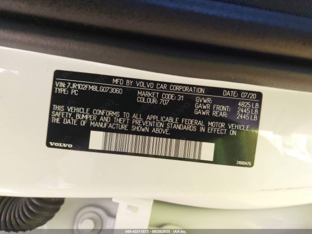 2020 VOLVO S60 7JR102FM8LG073060 Photo 8