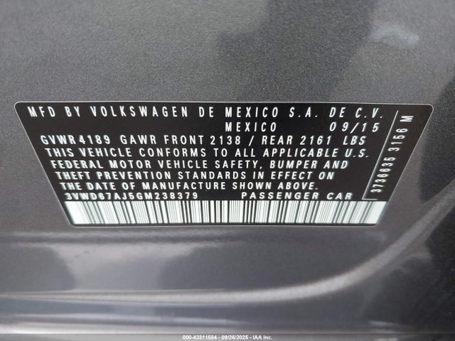 3VWD67AJ5GM238379 Volkswagen 1.4t