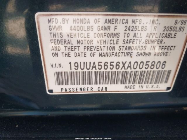 1999 ACURA TL 19UUA5656XA005806 Photo 8