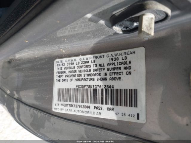 2003 SAAB 9-3 YS3DF78K737012844 Photo 8