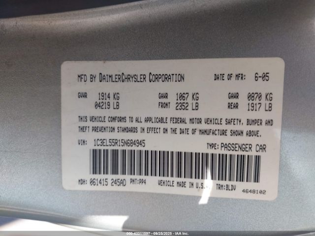 2005 CHRYSLER SEBRING 1C3EL55R15N684945 Photo 8
