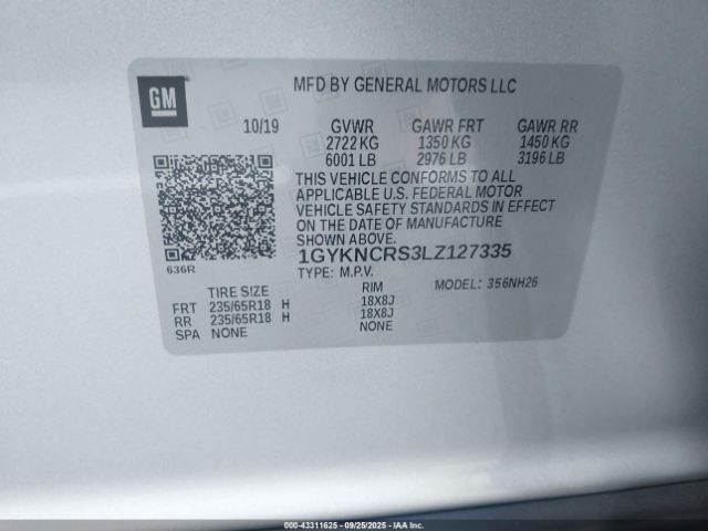 2020 CADILLAC XT5 1GYKNCRS3LZ127335 Photo 8