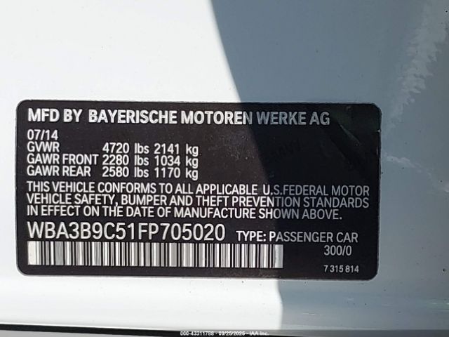 2015 BMW 335I WBA3B9C51FP705020 Photo 8