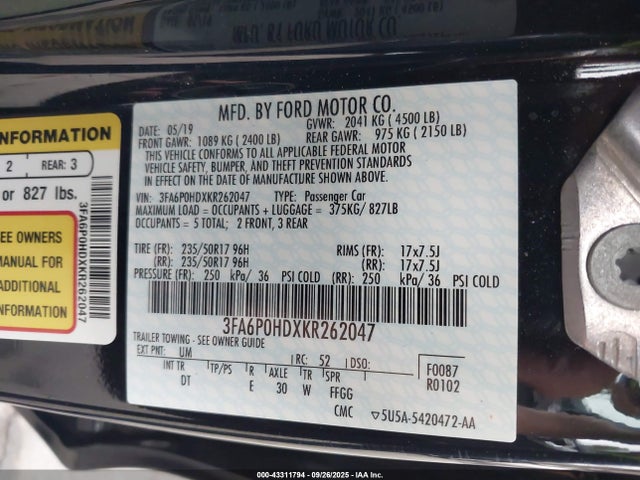 Ford 2019 2019 3FA6P0HDXKR262047 Image 9