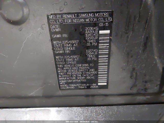 Nissan ROGUE S 2015 KNMAT2MT3FP547551 Image 9