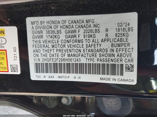 Honda k20c2 2024 2HGFE2F29RH561243 Image 9
