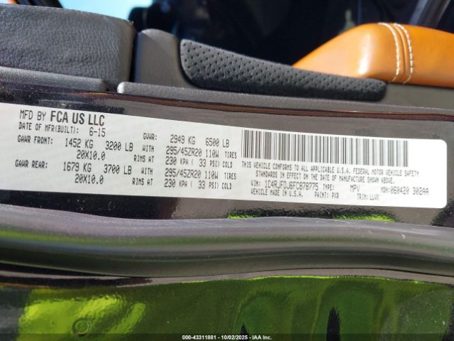 2015 JEEP GRAND CHEROKEE 1C4RJFDJ6FC878775 Photo 8