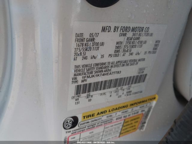 2017 FORD EXPEDITION EL 1FMJK1KT4HEA77783 Photo 8