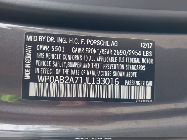 2018 PORSCHE PANAMERA WP0AB2A71JL133016 Photo 8