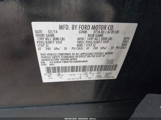 Ford Explorer 2014 1FM5K7B87EGB80468 Image 9
